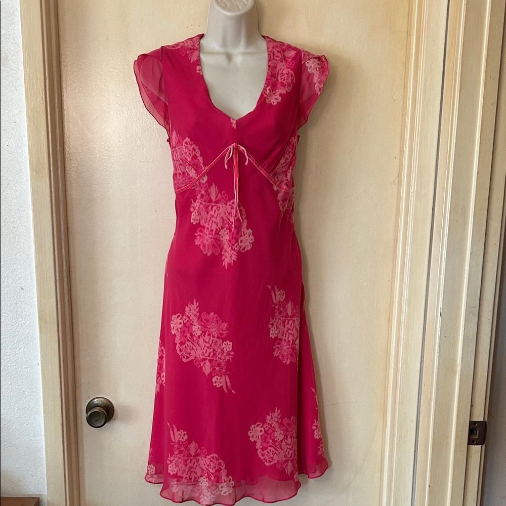 Ann Taylor Pink Floral Midi Dress size 12P